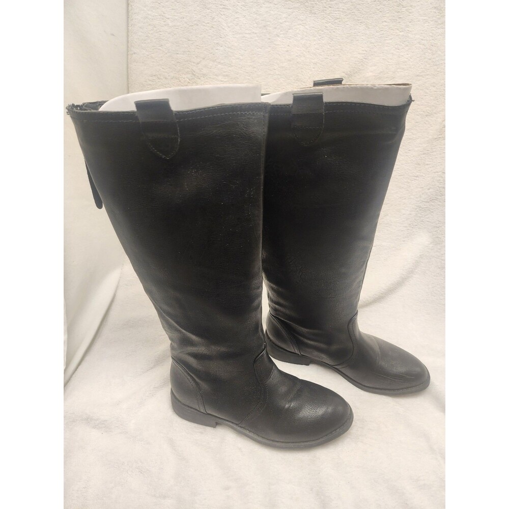 Bucco Black Capensis Tall Boots Black Faux Leather Full Zip Women 7.5